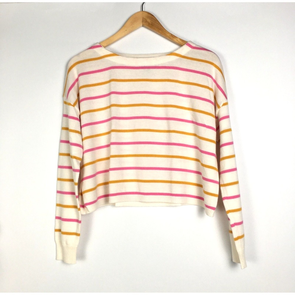 Lumiere Cropped Pink Multicolor Striped Cotton Blend Preppy Sweater Woman Size S